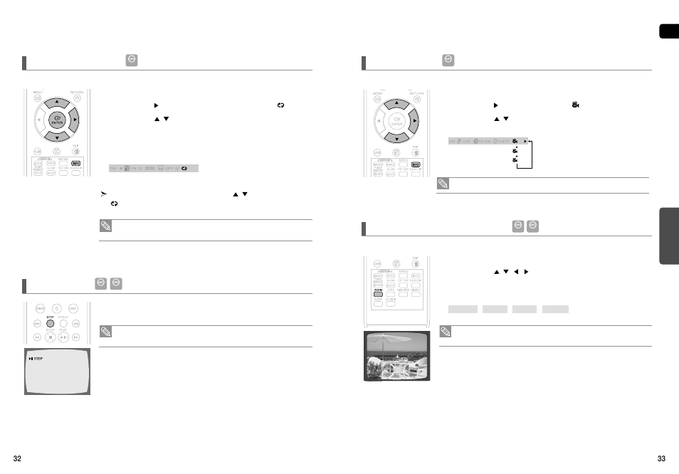 A-b repeat playback, Step function 1, Angle function | Zoom (screen enlarge) function | Samsung HT-X50T-XAA User Manual | Page 17 / 33