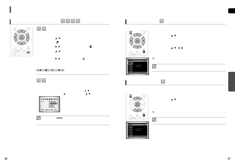 Using the playback function (con’t), Using the playback function, Con’t) | Moving directly to a scene/song 1, Using the disc menu using the title menu | Samsung HT-X50T-XAA User Manual | Page 19 / 33