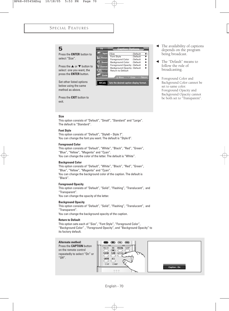 Samsung HCS4755WX-XAA User Manual | Page 70 / 80
