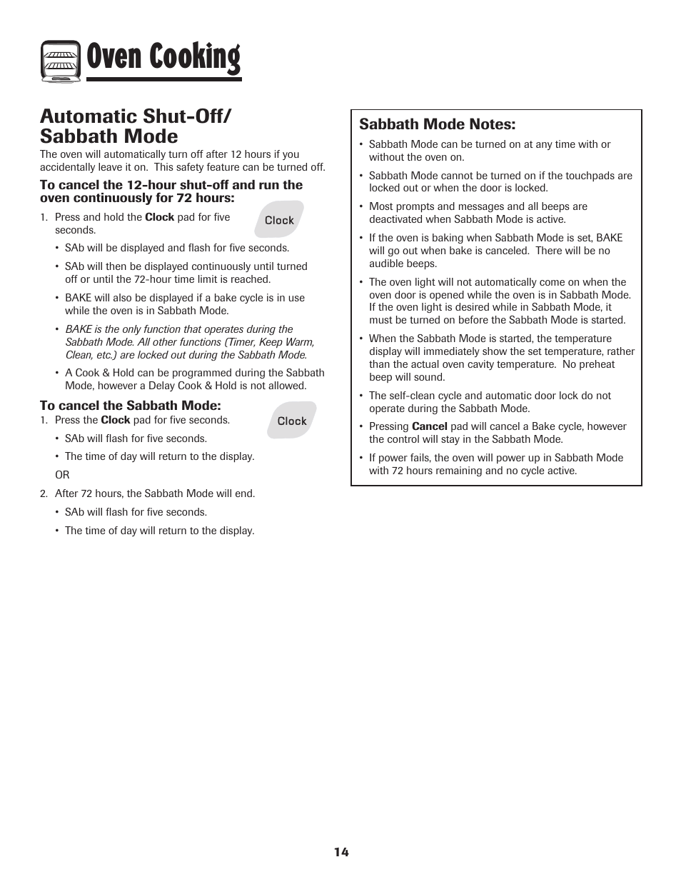 Oven cooking, Automatic shut-off/ sabbath mode | Amana EASY TOUCH CONTROL 800 User Manual | Page 15 / 84