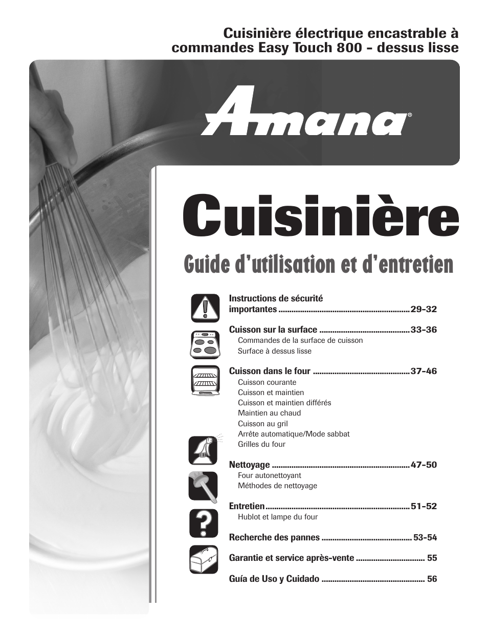 Cuisinière, Guide d’utilisation et d’entretien | Amana EASY TOUCH CONTROL 800 User Manual | Page 29 / 84