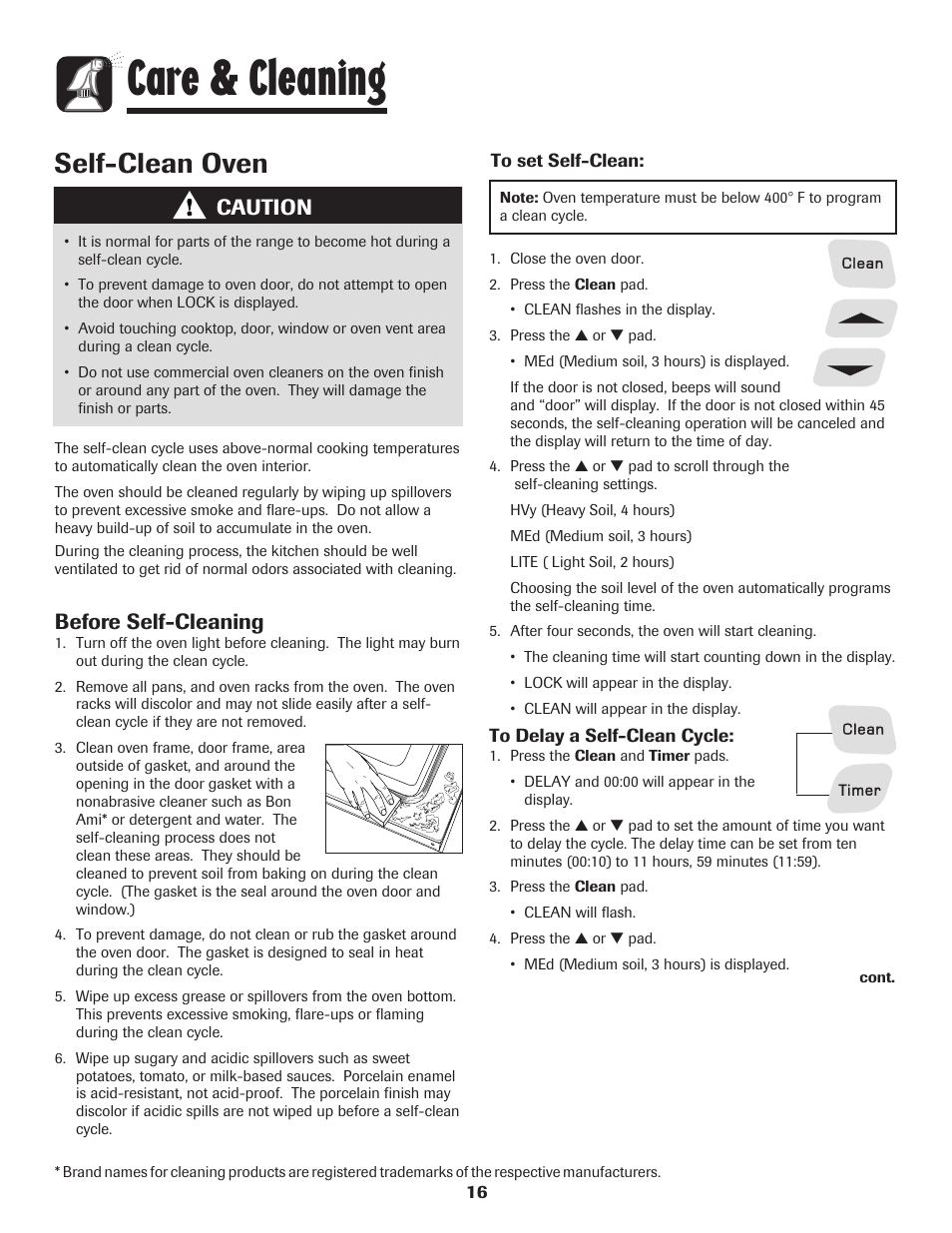 Care & cleaning, Self-clean oven, Caution | Before self-cleaning | Amana 8113P598-60 User Manual | Page 17 / 76