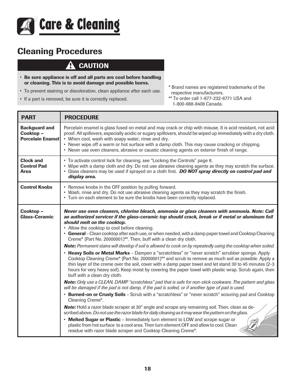 Care & cleaning, Cleaning procedures, Caution | Amana 8113P598-60 User Manual | Page 19 / 76
