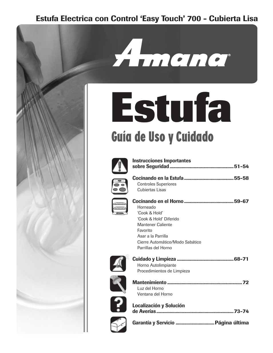 Estufa, Guía de uso y cuidado | Amana 8113P598-60 User Manual | Page 51 / 76