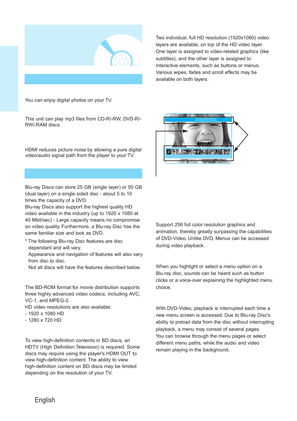 General features, Getting started, 4 - english | Player features, Blu-ray disc features | Samsung BD-P1200-XAA User Manual | Page 5 / 56
