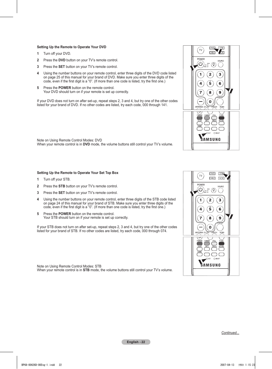 Samsung HLT5055WX-XAA User Manual | Page 22 / 68