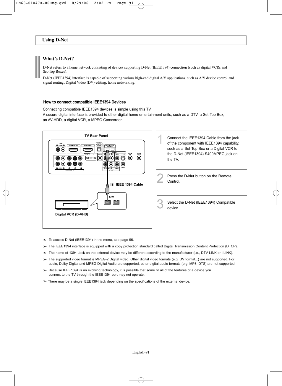 Using d-net, What’s d-net | Samsung LNS5296DX-XAA User Manual | Page 93 / 380