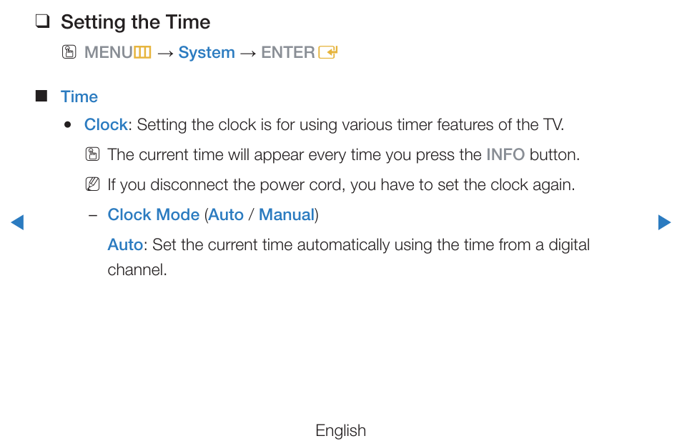 Setting the time | Samsung PN51D490A1DXZA User Manual | Page 112 / 223