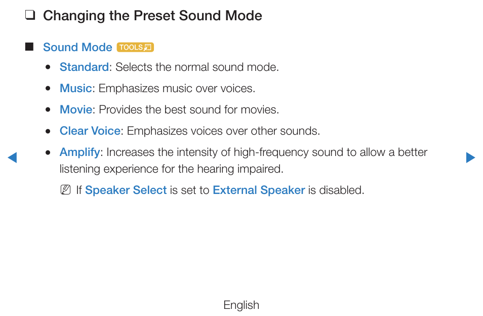 Changing the preset sound mode | Samsung PN51D490A1DXZA User Manual | Page 66 / 223