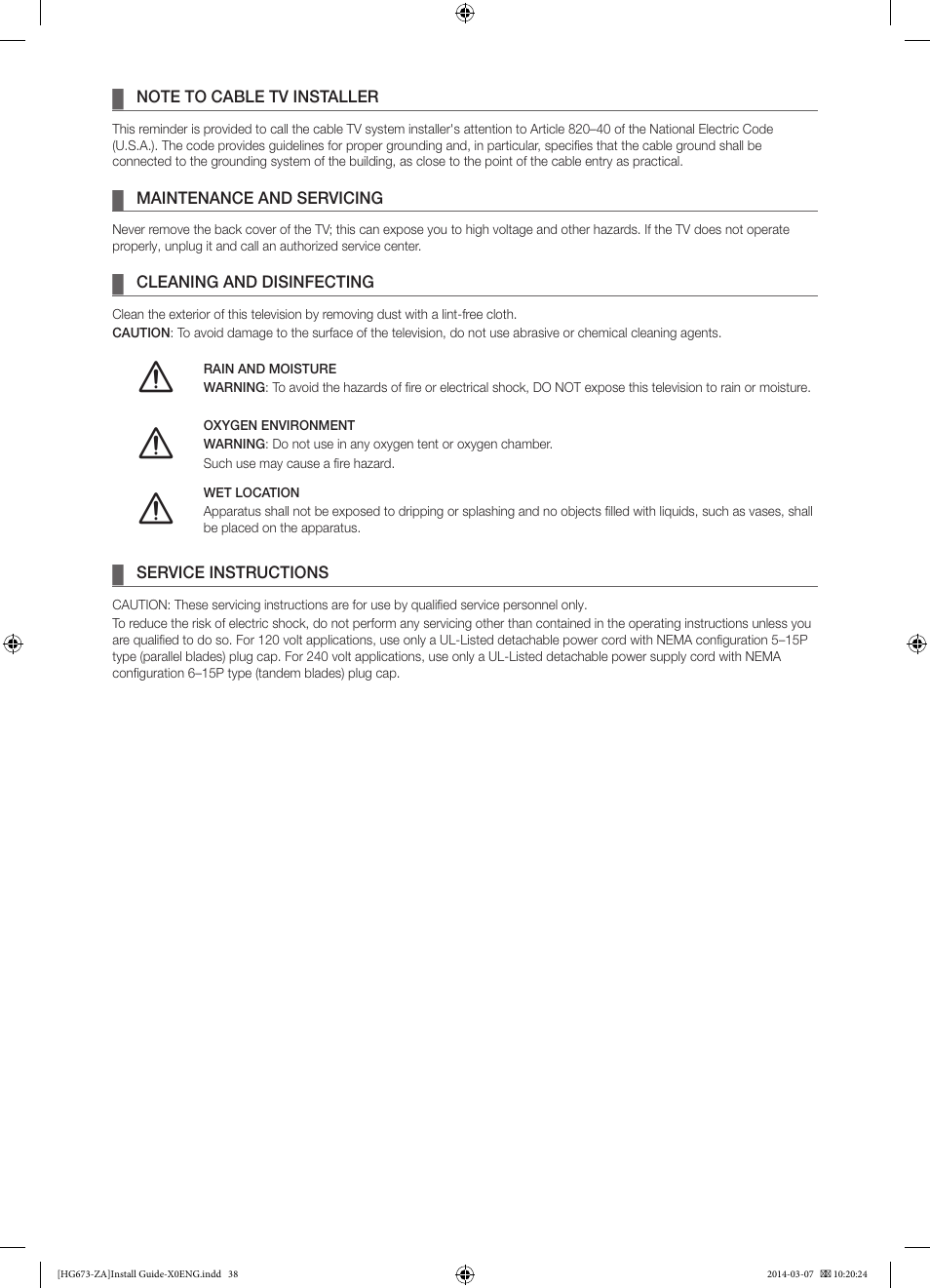 Samsung HG28NC673AFXZA User Manual | Page 38 / 39