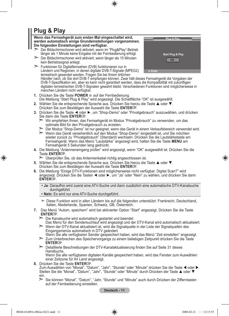 Plug & play | Samsung LE40A556P1F User Manual | Page 153 / 564