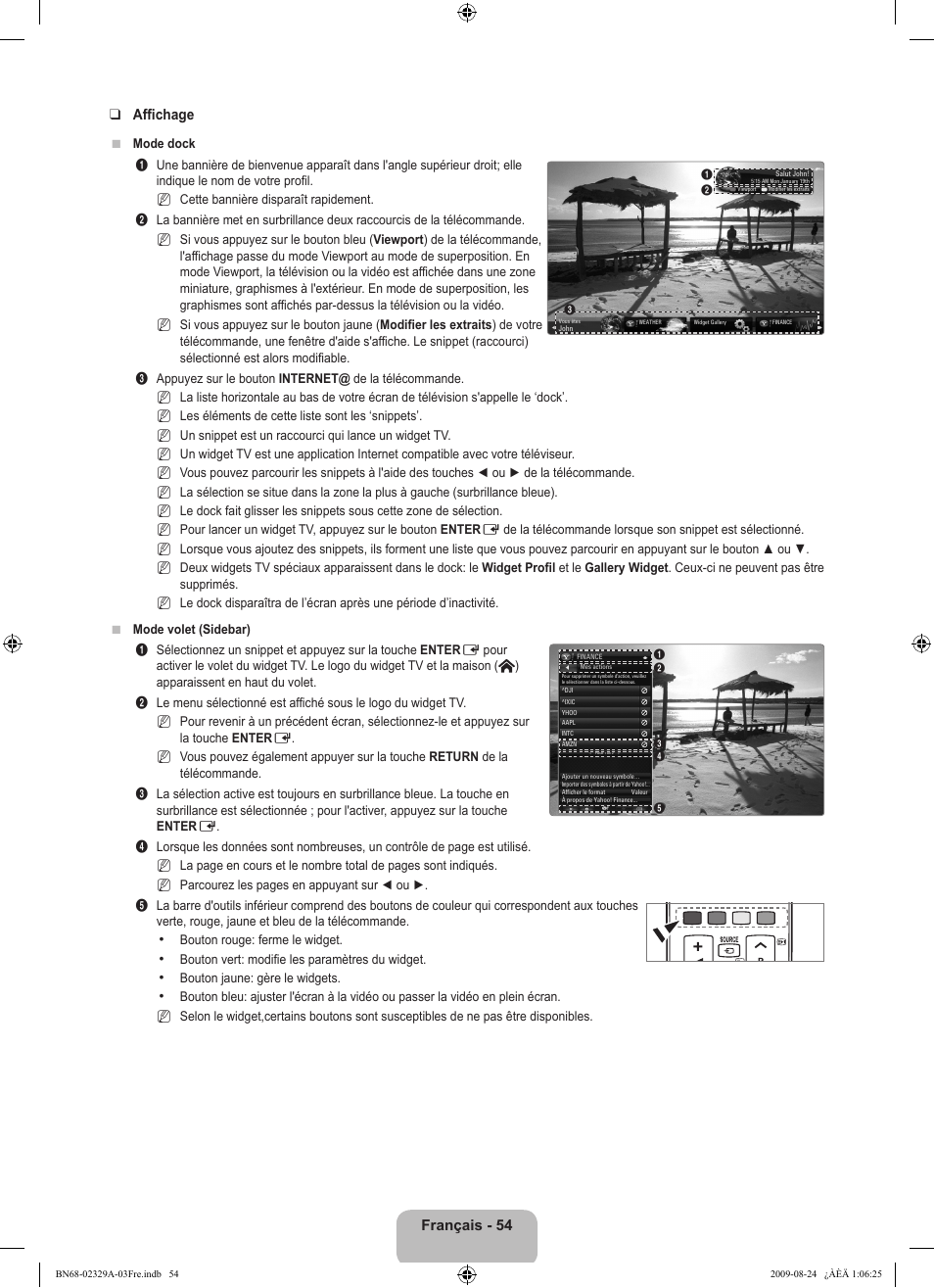 Français - 54 affichage | Samsung UE40B7020WW User Manual | Page 144 / 704