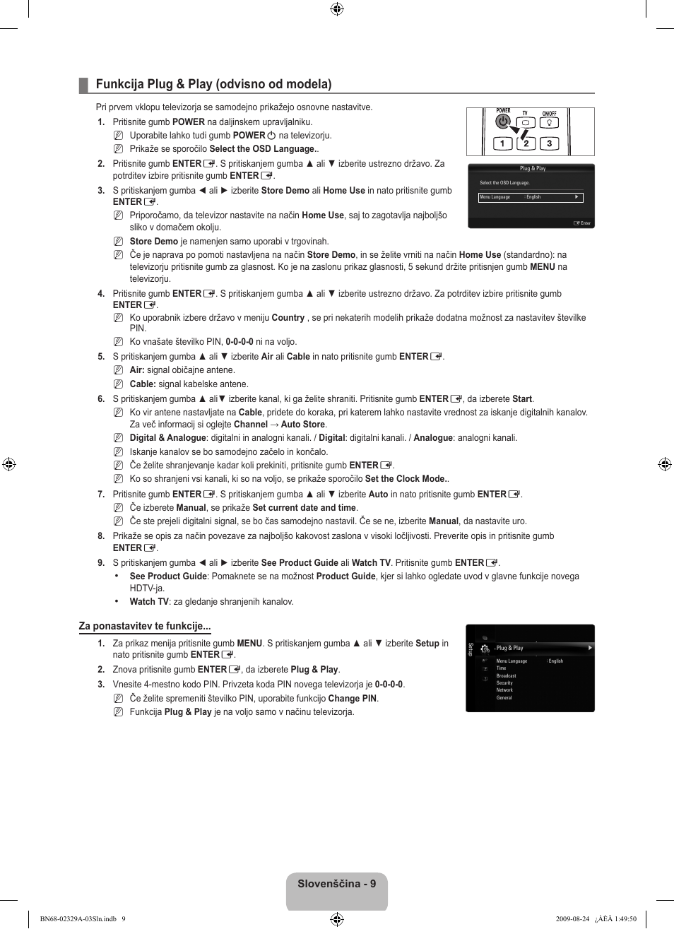 Funkcija plug & play (odvisno od modela) | Samsung UE40B7020WW User Manual | Page 555 / 704