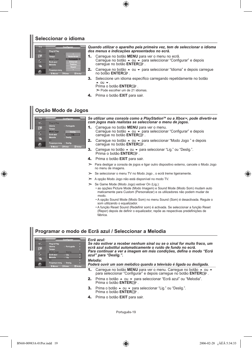 Opção modo de jogos | Samsung LE26R71B User Manual | Page 151 / 187
