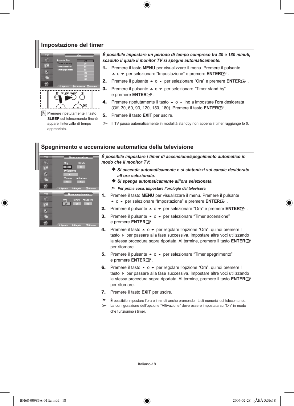 Impostazione del timer | Samsung LE26R71B User Manual | Page 176 / 187