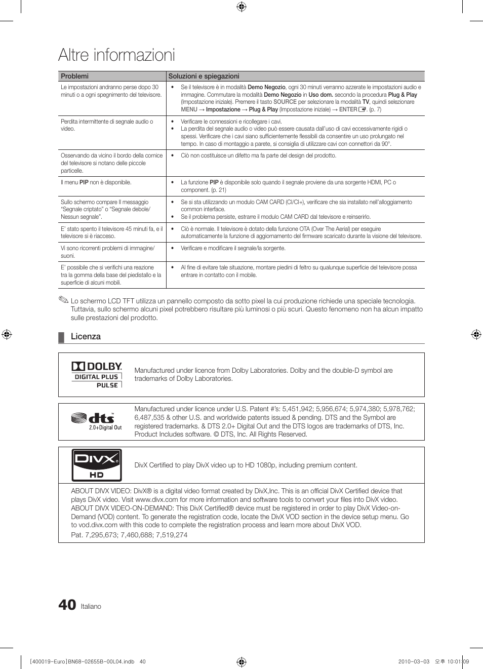Altre informazioni | Samsung UE26C4000PW User Manual | Page 166 / 170