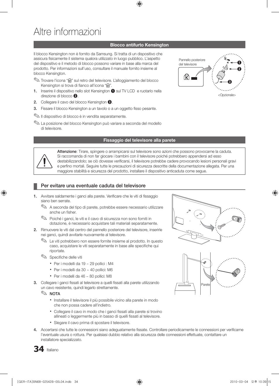 Altre informazioni | Samsung LE46C550J1W User Manual | Page 148 / 155