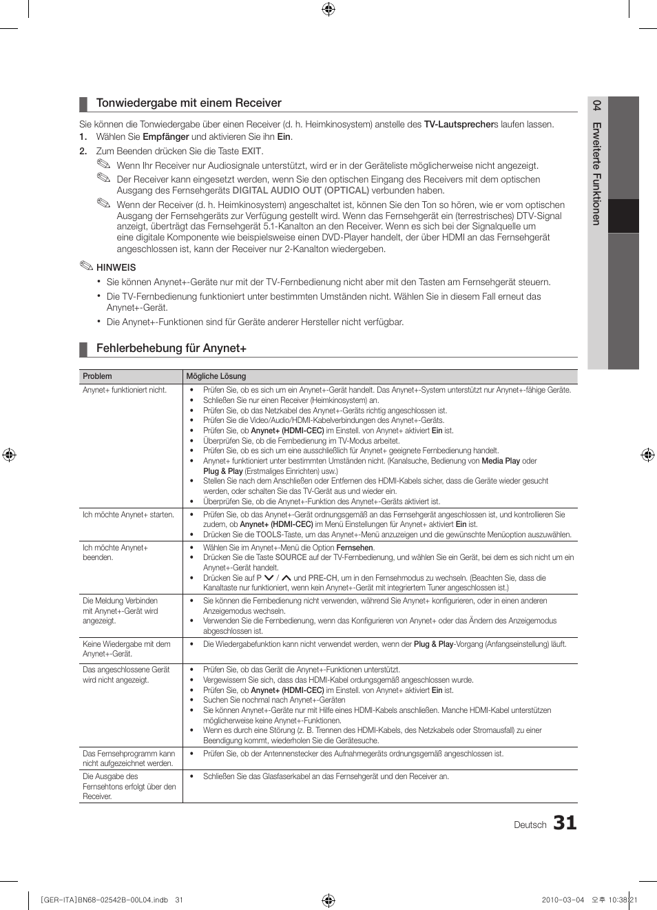 Samsung LE46C550J1W User Manual | Page 69 / 155