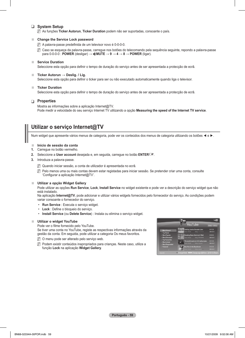 Utilizar o serviço internet@tv, System setup, Properties | Samsung PS58B850Y1P User Manual | Page 497 / 655