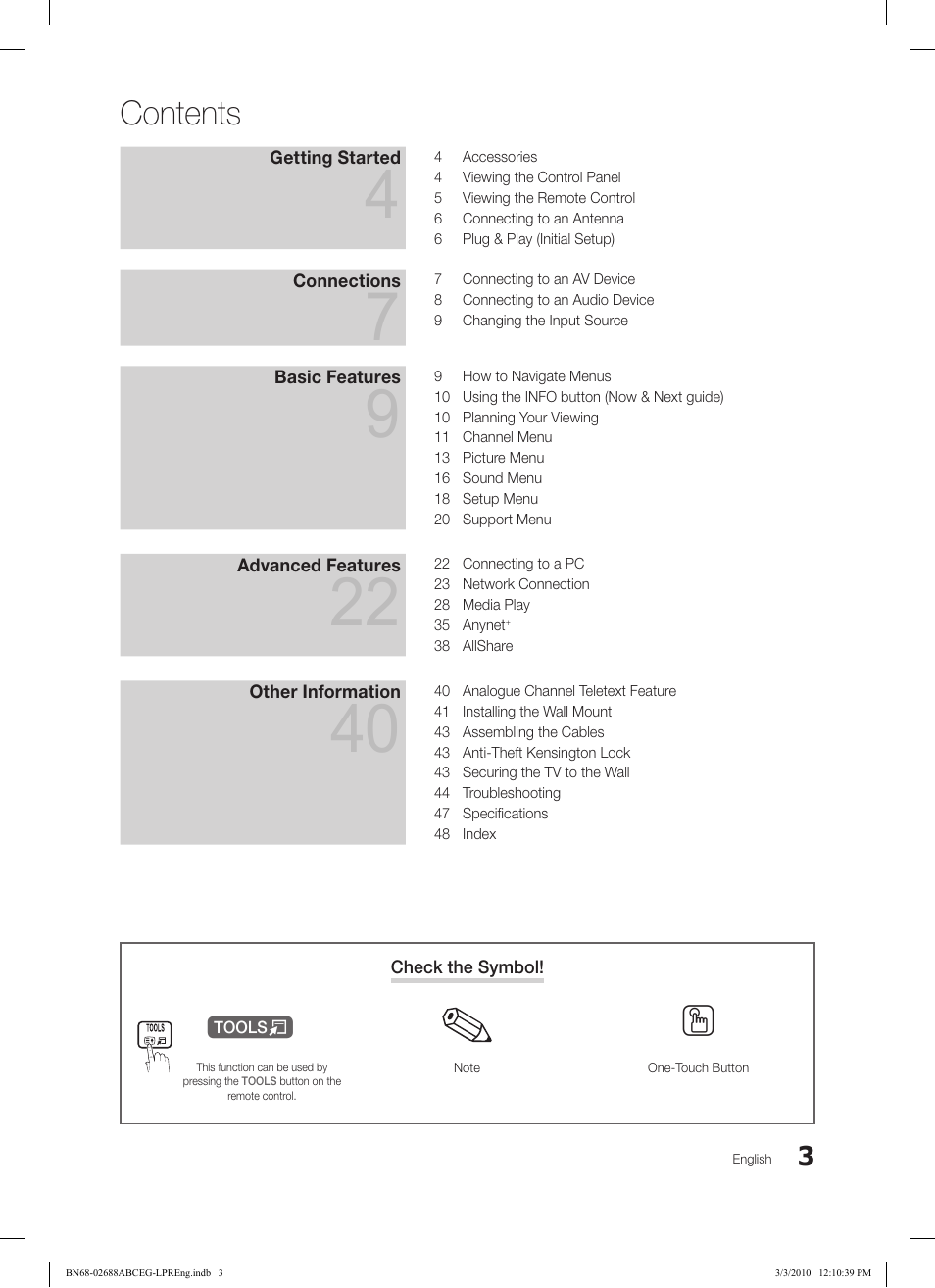Samsung LE37C550J1W User Manual | Page 3 / 194