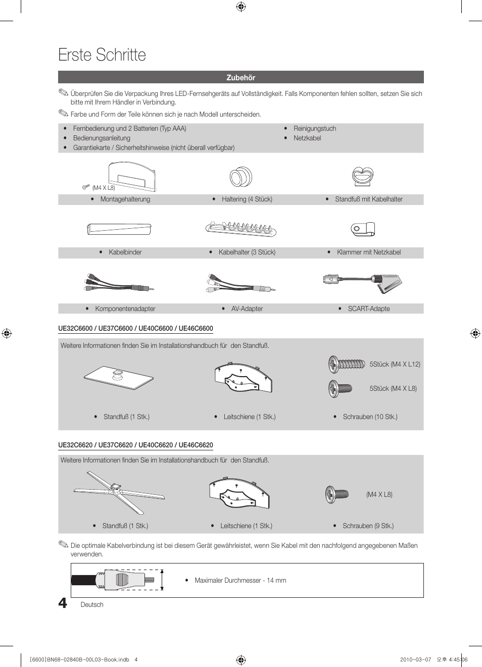 Erste schritte | Samsung UE32C6600UP User Manual | Page 124 / 181