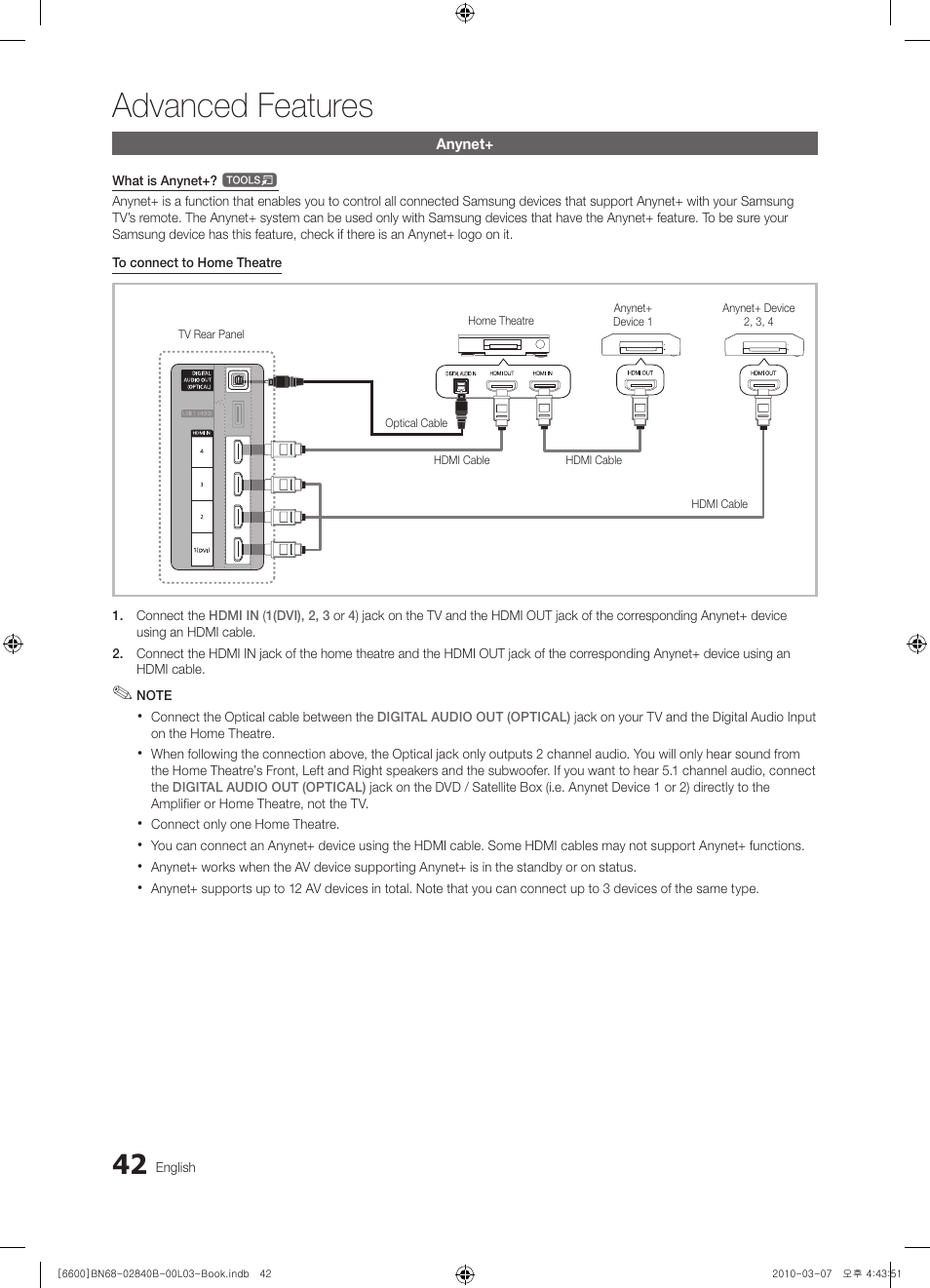 Advanced features | Samsung UE32C6600UP User Manual | Page 42 / 181