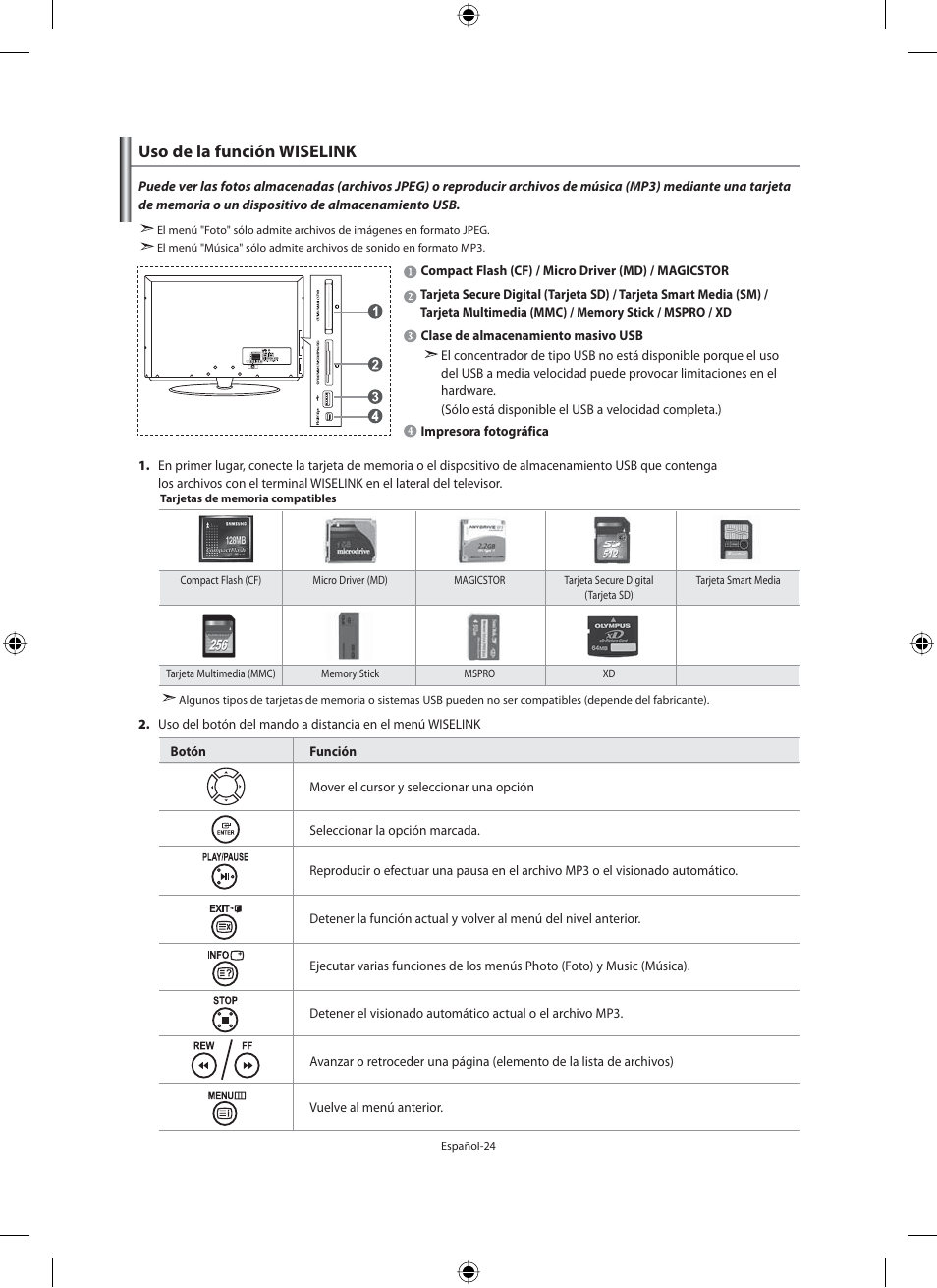 Uso de la función wiselink | Samsung LE46F71B User Manual | Page 202 / 312