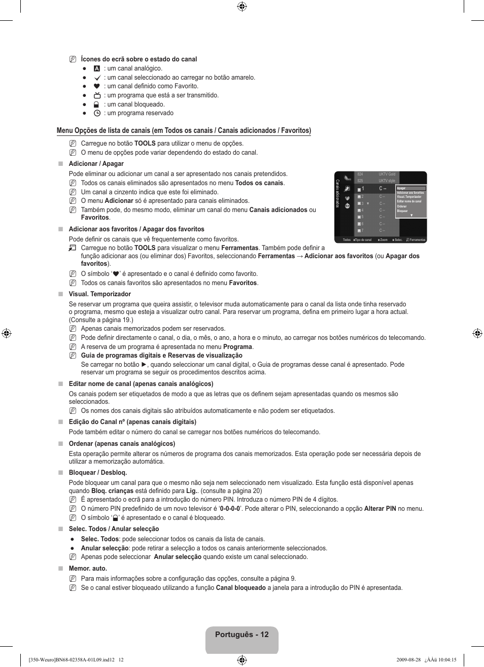Português - 12 | Samsung LE26B350F1W User Manual | Page 206 / 296