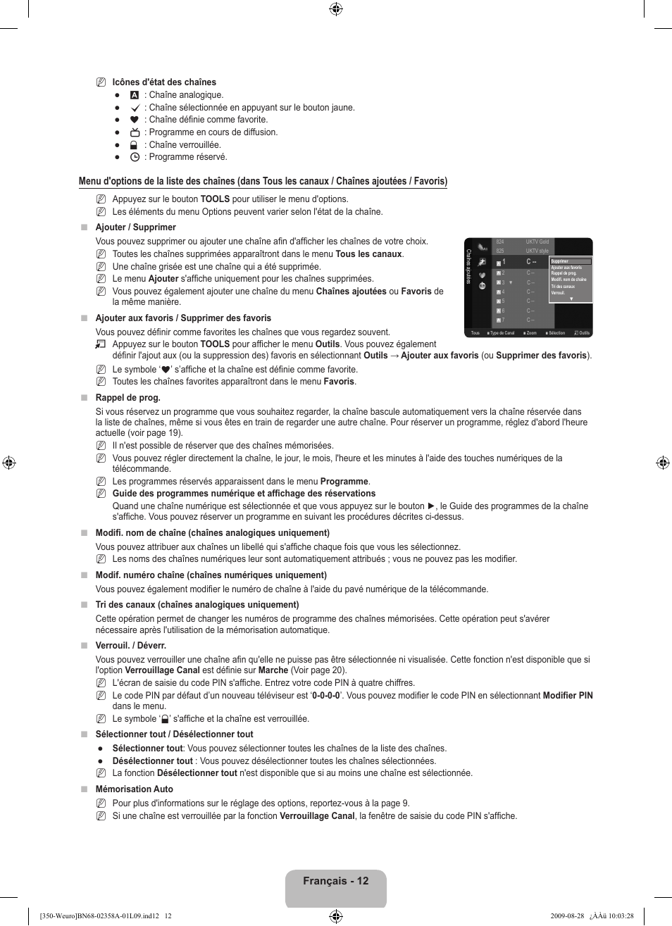 Français - 12 | Samsung LE26B350F1W User Manual | Page 46 / 296