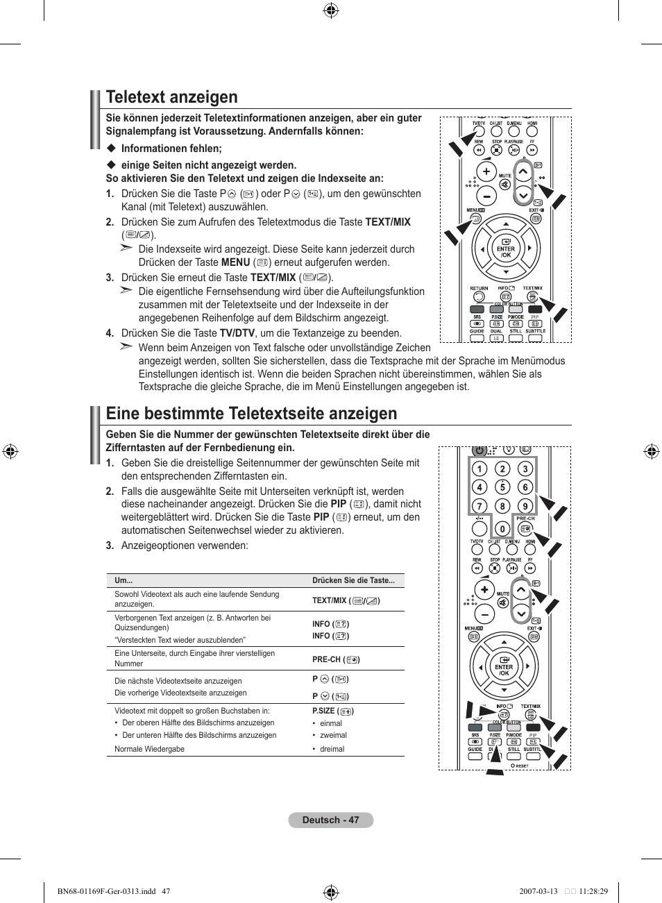 Teletext anzeigen, Eine bestimmte teletextseite anzeigen | Samsung LE26R87BD User Manual | Page 161 / 451