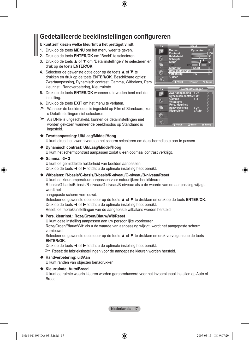 Gedetailleerde beeldinstellingen configureren | Samsung LE26R87BD User Manual | Page 187 / 451