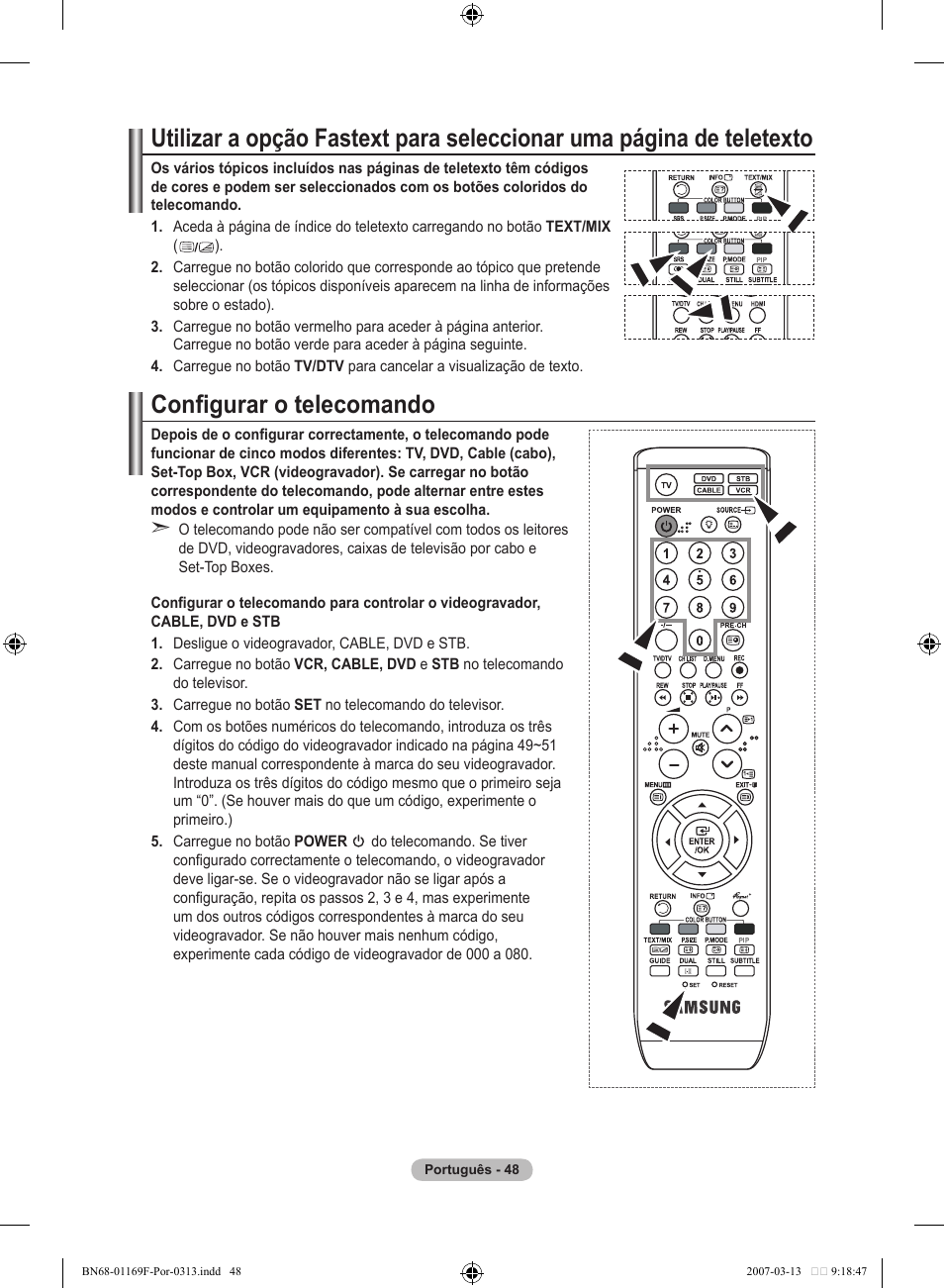 Configurar o telecomando | Samsung LE26R87BD User Manual | Page 387 / 451