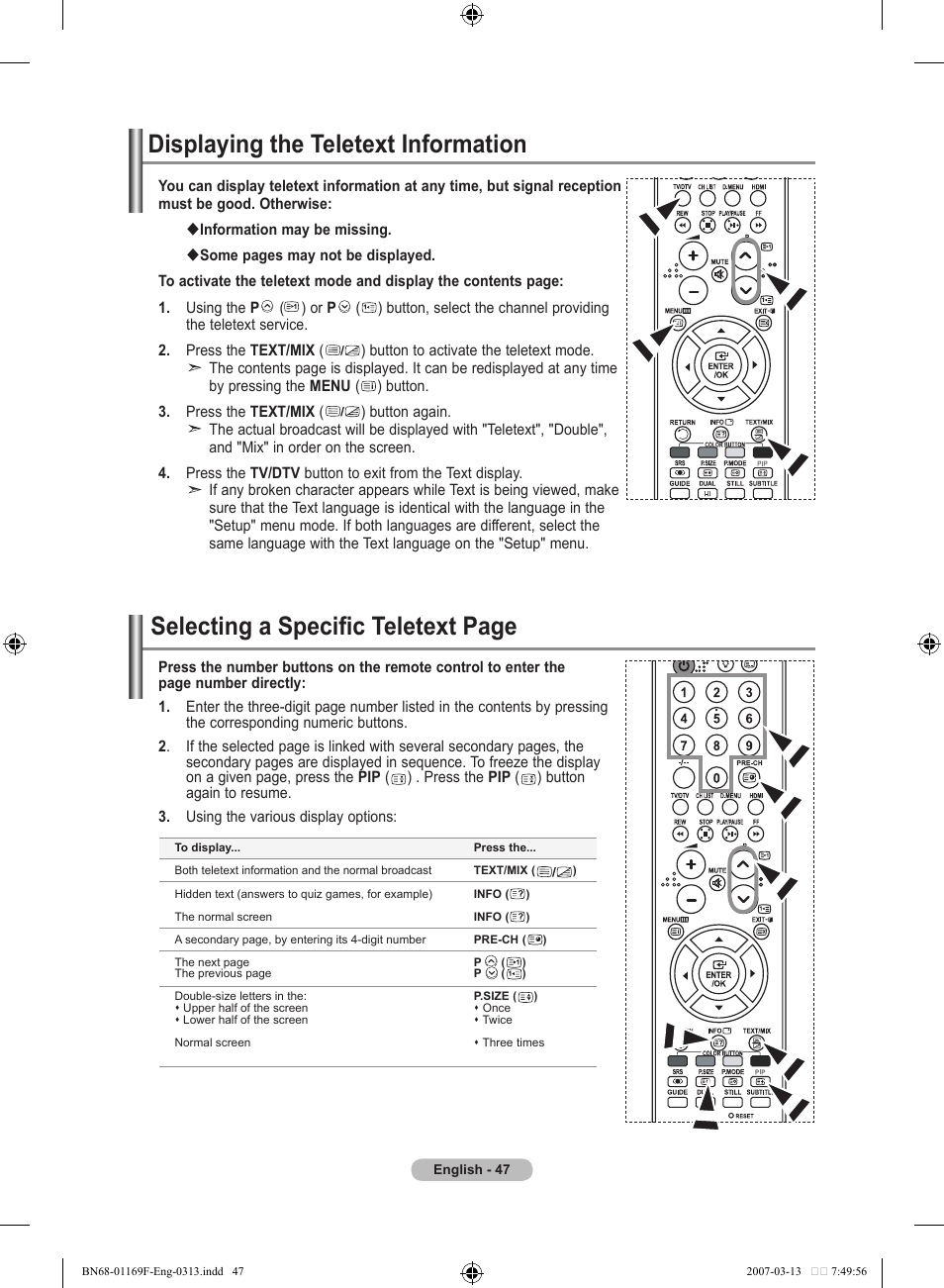 Displaying the teletext information | Samsung LE26R87BD User Manual | Page 49 / 451