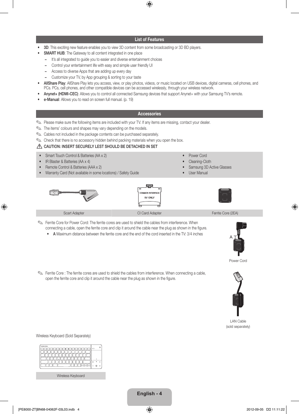 Samsung PS64E8000GQ User Manual | Page 4 / 71