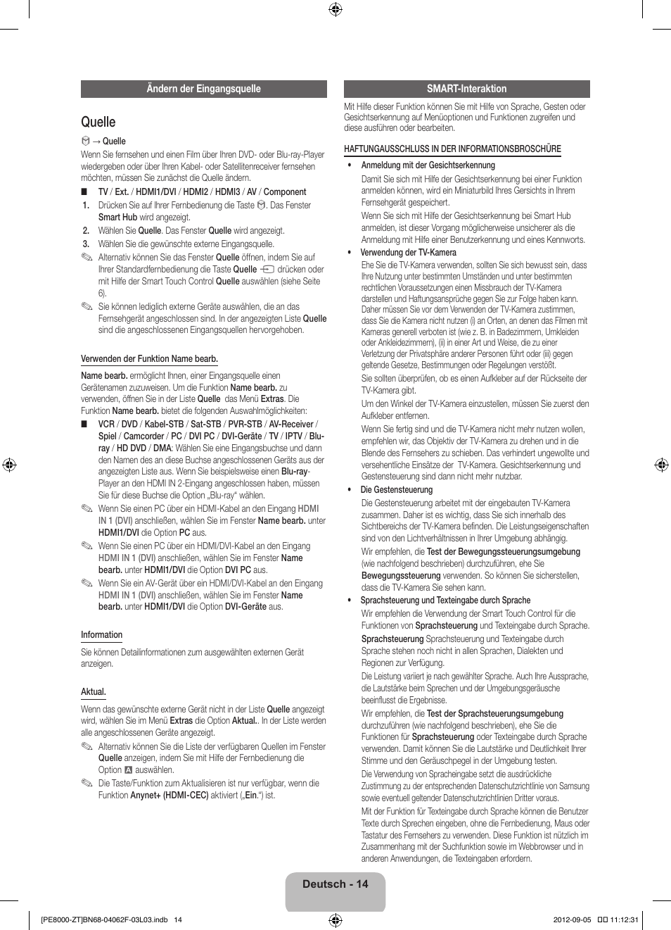 Quelle | Samsung PS64E8000GQ User Manual | Page 61 / 71