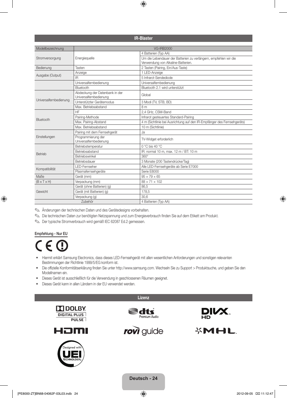 Samsung PS64E8000GQ User Manual | Page 71 / 71