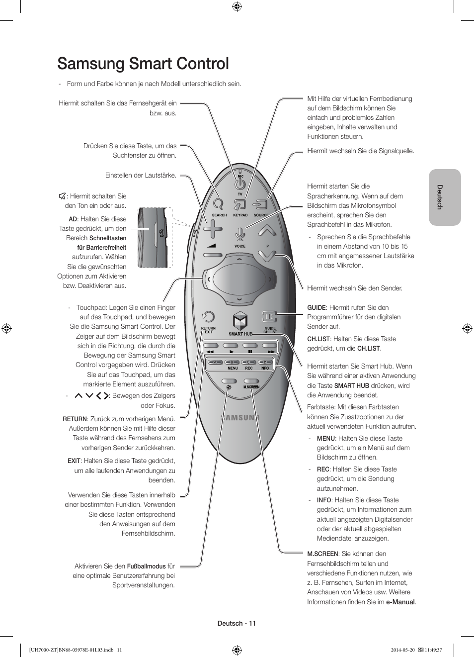 Samsung smart control | Samsung UE46H7000SZ User Manual | Page 57 / 69