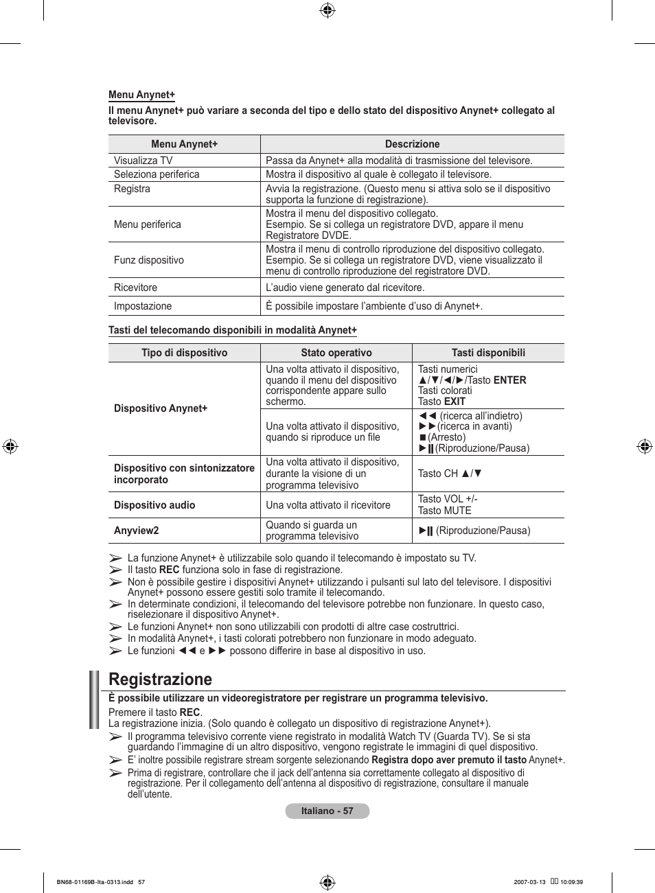 Registrazione | Samsung LE40R87BD User Manual | Page 307 / 498