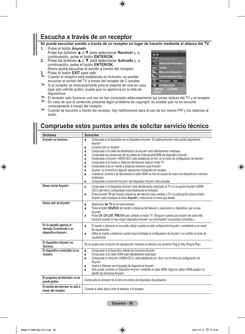 Escucha a través de un receptor | Samsung LE40R87BD User Manual | Page 370 / 498