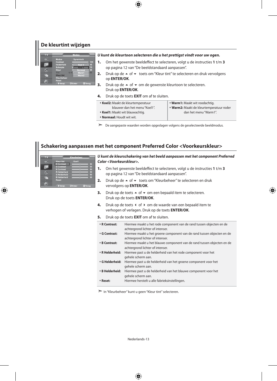 De kleurtint wijzigen | Samsung LE40M91B User Manual | Page 150 / 320