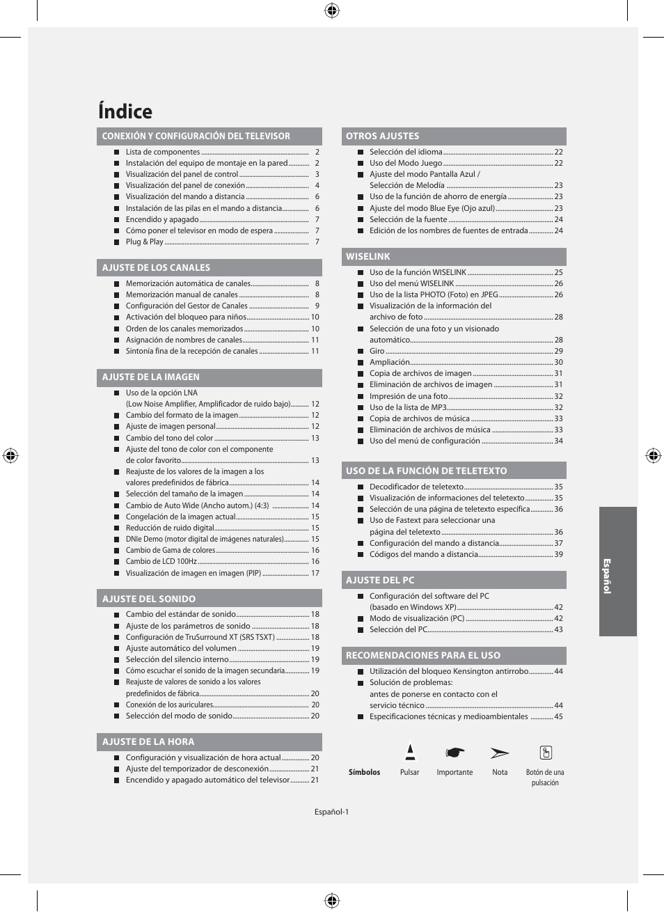 Índice | Samsung LE40M91B User Manual | Page 183 / 320