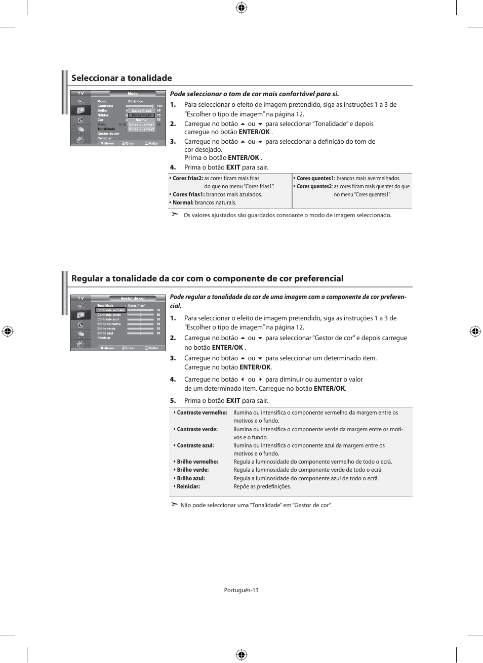 Seleccionar a tonalidade | Samsung LE40M91B User Manual | Page 240 / 320