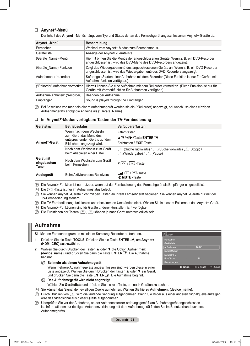 Aufnahme | Samsung PS50B450B1W User Manual | Page 110 / 357