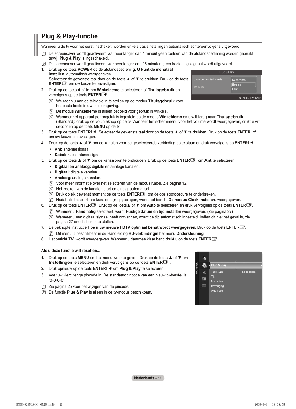 Plug & play-functie | Samsung PS50B450B1W User Manual | Page 129 / 357