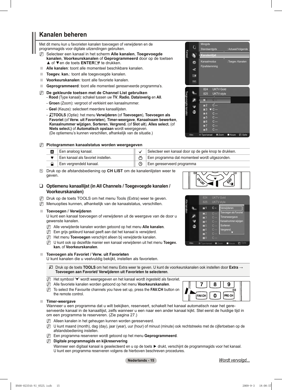 Kanalen beheren, Wordt vervolgd | Samsung PS50B450B1W User Manual | Page 133 / 357