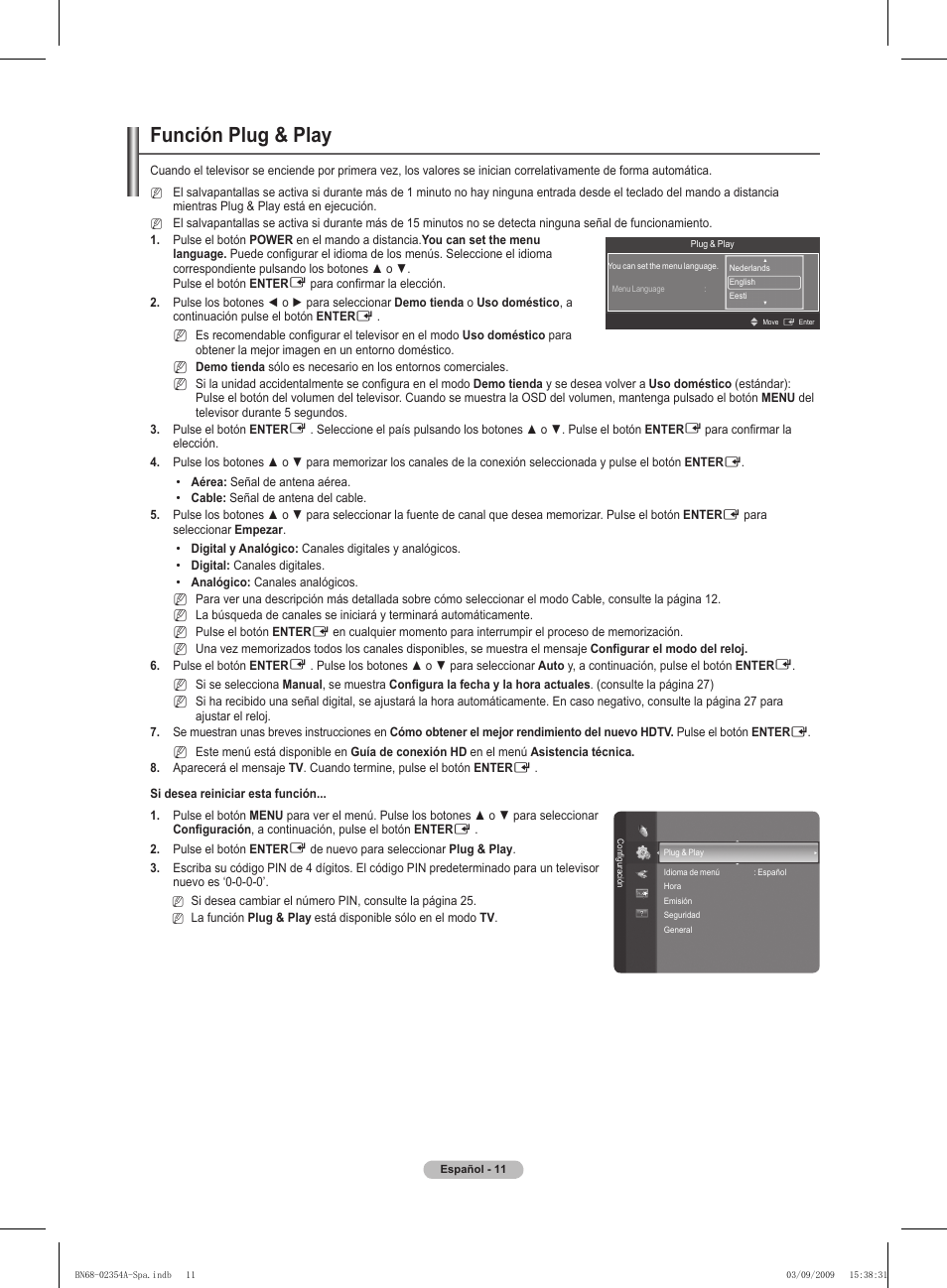 Función plug & play | Samsung PS50B450B1W User Manual | Page 208 / 357
