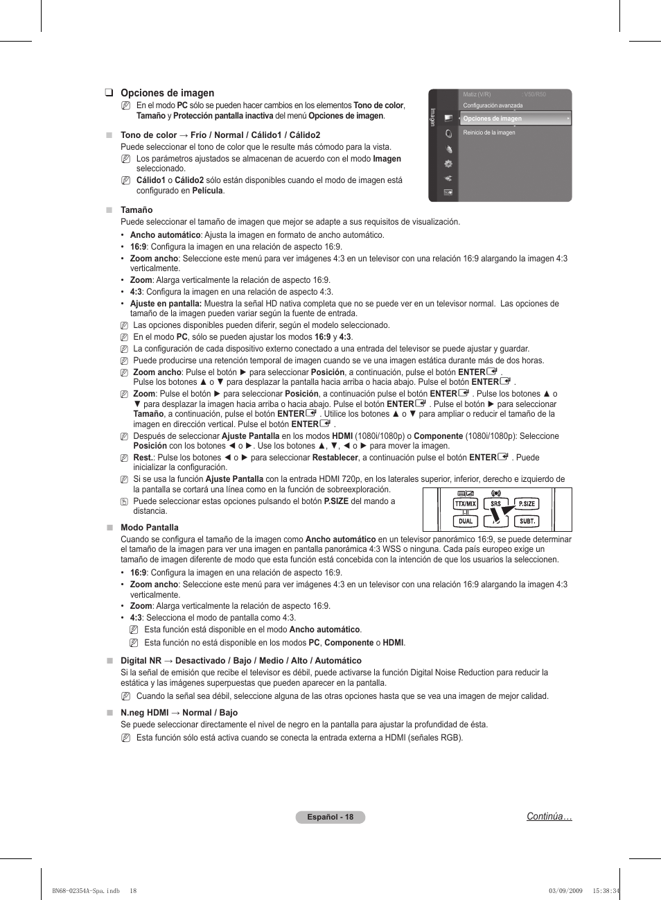 Opciones de imagen | Samsung PS50B450B1W User Manual | Page 215 / 357