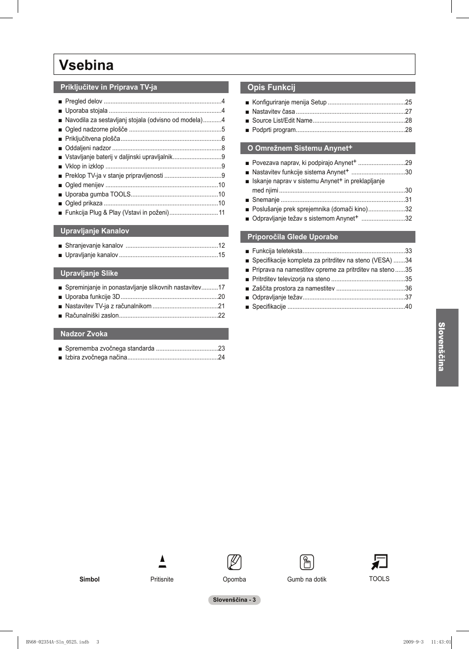 No t, Vsebina | Samsung PS50B450B1W User Manual | Page 278 / 357
