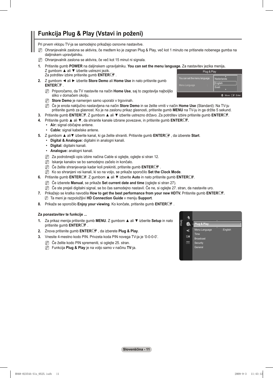 Funkcija plug & play (vstavi in poženi) | Samsung PS50B450B1W User Manual | Page 286 / 357