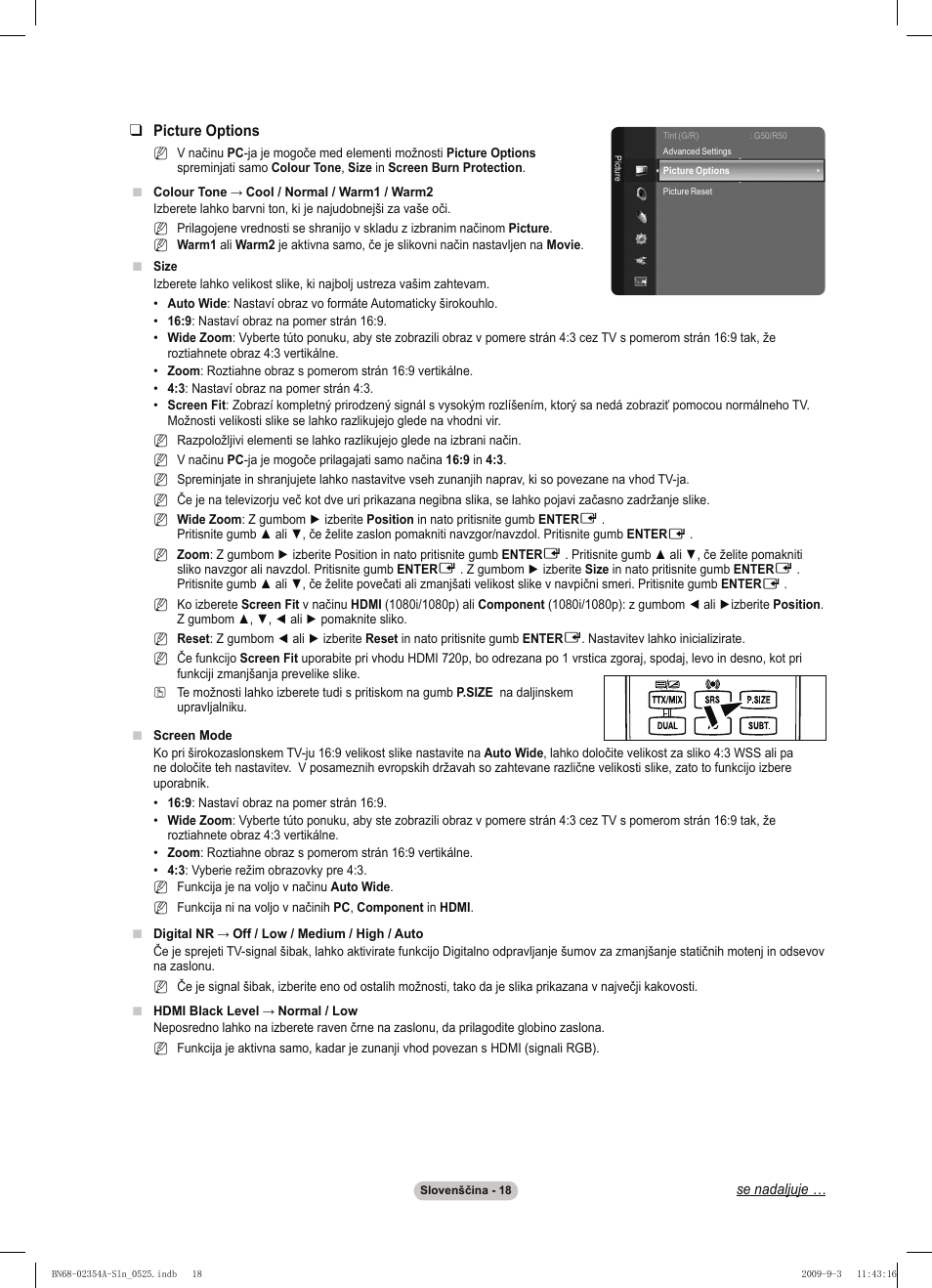 Picture options | Samsung PS50B450B1W User Manual | Page 293 / 357